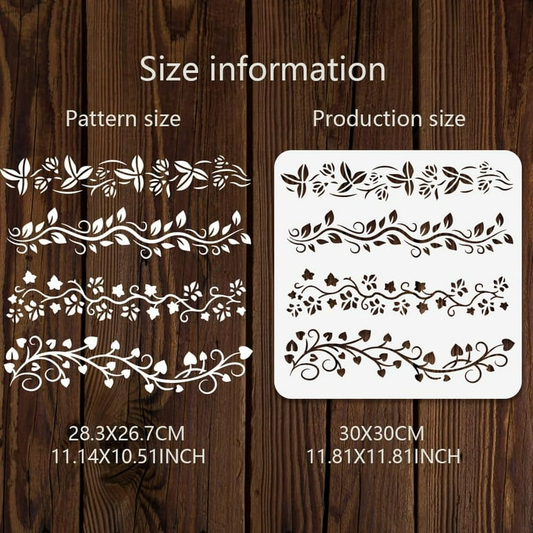 12-Pack Large Flower Border Stencils - Reusable Floral Edge Painting Templates For Baking & Crafts