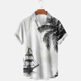 thumbnail image 4 of Camisetas de Lino para Hombres Vintage Bowling Manga Corta Cuello Cubano, Retro Playa Y Verano Hombre Manga Corta Botón Abajo Camisetas, 4 of 6