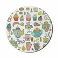 thumbnail image 1 of Tea Party Mouse Pad for Computers, Coffee and Dessert Cupcake Bagel Doughnut Baked and Sweets Cinnamon Teapot, Round Non-Slip Thick Rubber Modern Gaming Mousepad, 8" Round, Multicolor, by Ambesonne, 1 of 2