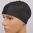 thumbnail image 4 of Eigraketly Elástico impermeable PU proteger orejas pelo largo deportes natación piscina SPA sombrero gorro de natación para hombres mujeres adultos Deportes acuáticos negro NO1 Eigraketly HW4178-03B, 4 of 5
