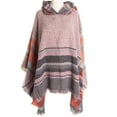 thumbnail image 5 of Women's Plaid Hooded Cape Shawl Blanket Poncho Hoodie Cape Shawl with Tassels - Taro Purple, 5 of 5