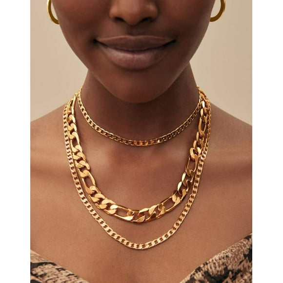 Punk Cuban Link Chain Choker Necklace Chunky Curb Chain Necklace Chic Layered Clavicle Necklace Hiphop Accessories for Women and Girls (Gold D)