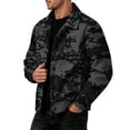 thumbnail image 4 of Havenx Men's Camo Corduroy Jacket Long Sleeve Button Down Shirt Jacket with Pockets Lapel Collar Camouflage Print Coat Casual Western Loose Fit Fall Winter Clothes,Black L, 4 of 6