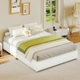 thumbnail image 3 of Full Size Cloud Bed Frame，Corduroy Low Bed Frame Without Headboard, Thick Fabric Upholstered Platform Bed, Solid Wood Legs, No Box Spring Needed, Never Squeak, Easy Assembly, White, 3 of 8