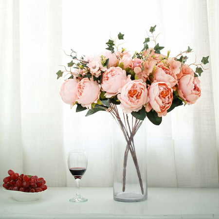 Efavormart 2 Bushes Peony, Rose Bud And Hydrangea Artificial Silk Flower Wedding Decoration