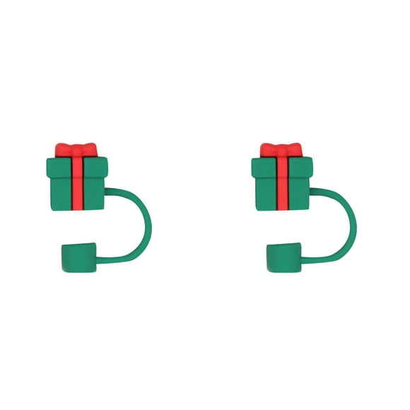 (2-Pack) Rinsvye Christmas Cup Straw Cover Buckets 32Oz Silicone Straw Cover 10Mm Glass Juice Dispensers for Parties Replacement Cover Straw Cover Cute Cartoon Short Party Straw Decoration Cap Dust