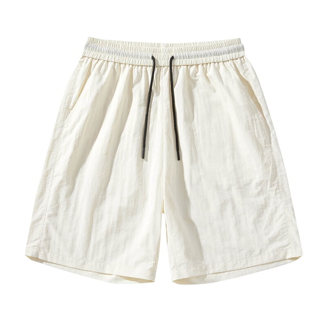 pstuiky Hombres bajos, Pantalones cortos holgados y finos de color liso para hombre, talla grande, a la moda, de playa, de pierna recta Pantalones cortos de golf