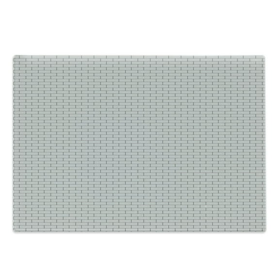 Brick Cutting Board, Digitally Generated Layout of Geometric Shapes in Monochrome Greyscale, Decorative Tempered Glass Cutting and Serving Board, in 3 Sizes, by Ambesonne