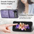 thumbnail image 4 of Phone Case for Samsung Galaxy Z Flip 4 5G Sculpture Geometrical Pattern Slim Phone Cover Premium Shockproof Matting Hard PU Back & Anti-Slip Microfiber Inner Strip Stand Protector - Purple, 4 of 14