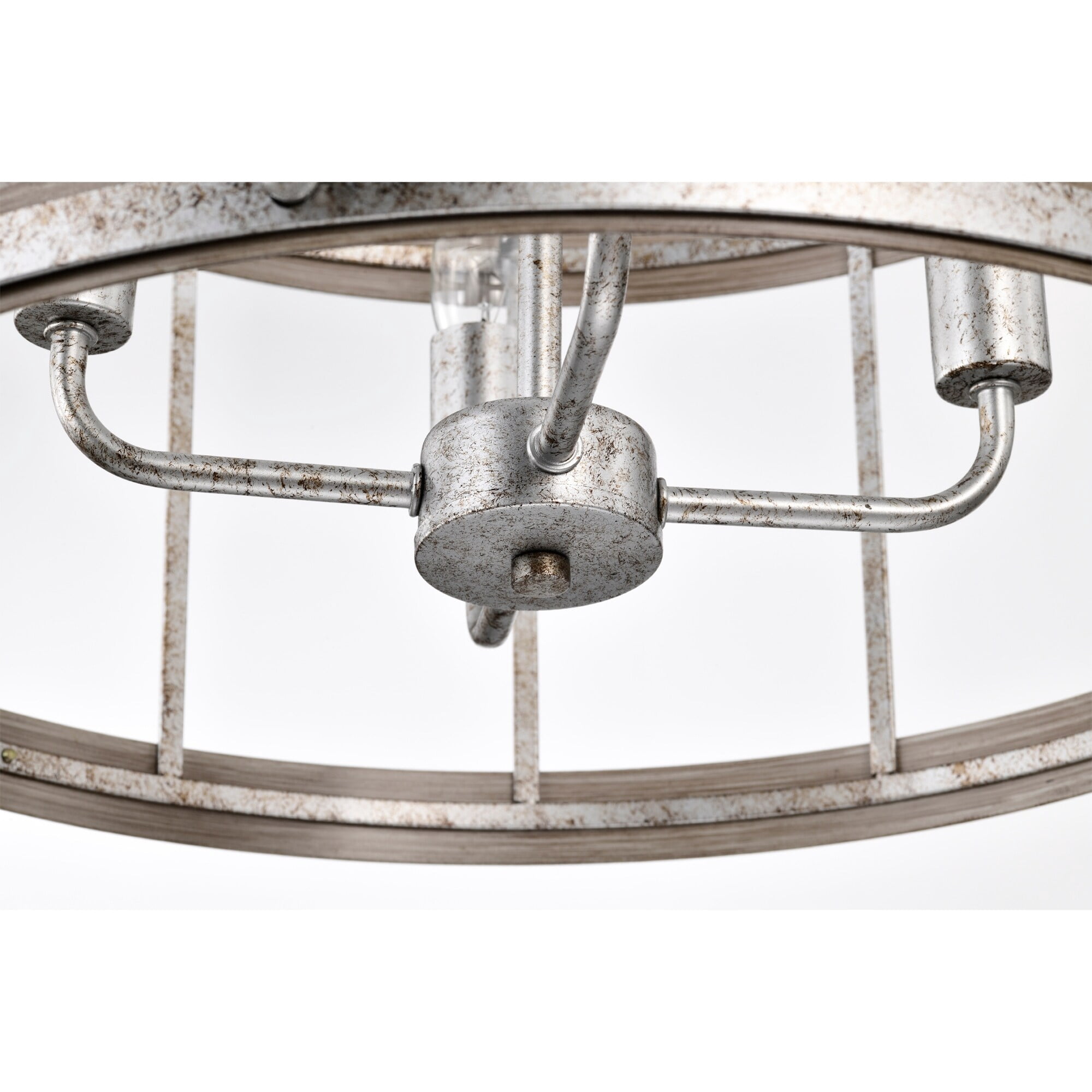 Zera 18 in. 4-Light Indoor Matte Black and Faux Wood Grain Finish Chandelier with Light Kit