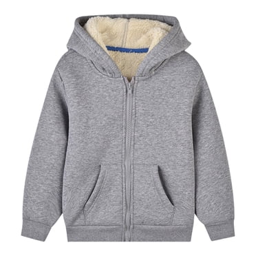 FYDUU Kids Fleece Jacket Boys Girls Hoodie Jacket Long Sleeve Zip Up Hooded Sweatshirt Winter Outerwear Solid Color Hoodies Coat Fashion Clothes