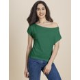 thumbnail image 2 of Moomaya One Shoulder Cotton Tshirt, Solid Short Sleeve Top For Women, 2 of 9
