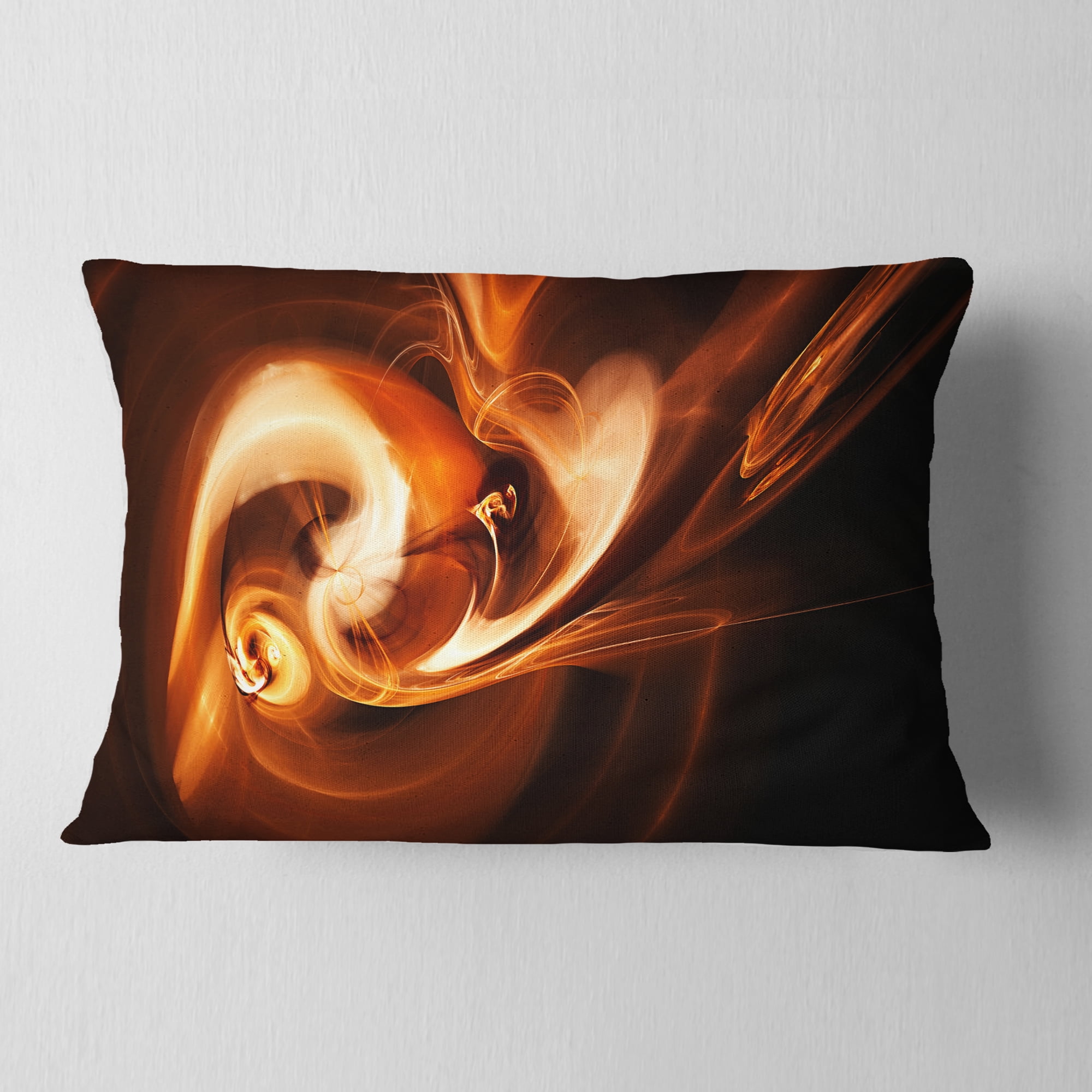 Designart Fractal Smoke Texture Brown - Abstract Throw Pillow - 12x20