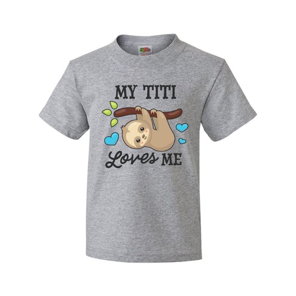 Inktastic My Titi Loves Me with Sloth and Hearts Youth T-Shirt
