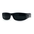 thumbnail image 5 of Mens Winged Skull Emblem Mad Dog Narrow Rectangle Hardcore Manly Sunglasses Matte Black, 5 of 8