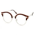 thumbnail image 1 of grinderPUNCH Womens Trendy Round Cat Eye Metal Clear Brown Glasses, 1 of 5
