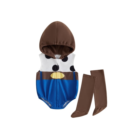 Cjfdfy Newborn Baby Boy Girl Halloween Animal Costume Infant Baby Fox Puppy Dog Frog Poached Egg Costume Fall Winter Sleeveless Hooded Zipper Romper Leg Warmers Set Toddler Halloween Cosplay Outfits