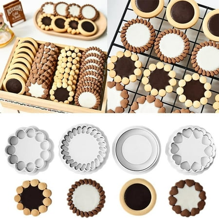 

TaoLeHui Valentine s Day Cookie Cutter Kit with Plunger Press 4 Reusable 3D Flower Molds for Jam-Filled Biscuits Chocolate Treats and Kids Baking Activities Dishwasher-Safe ABS Plastic