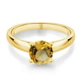 thumbnail image 2 of Gem Stone King 1.30 Ct 7mm Round Yellow Citrine 10K Yellow Gold Ring (Size 7), 2 of 4