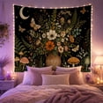 thumbnail image 2 of Botanical Vase in a Nocturnal Scene, Mystical Vintage Illustration for Nature Lovers, Botanical Wall Art, Halloween Gift Tapestry Wall Hanging for Bedroom and Living Room, 2 of 7