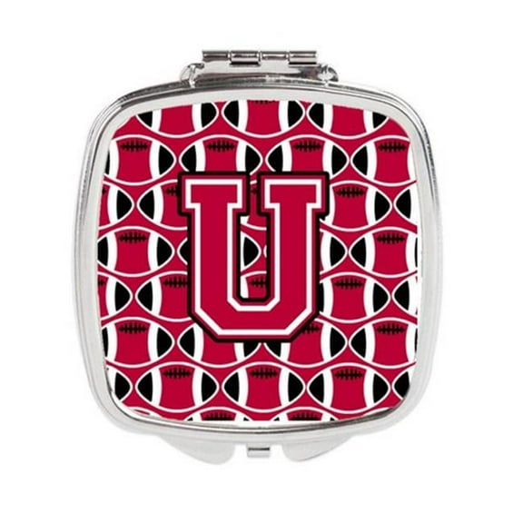 Letter U Football Crimson & White Compact Mirror