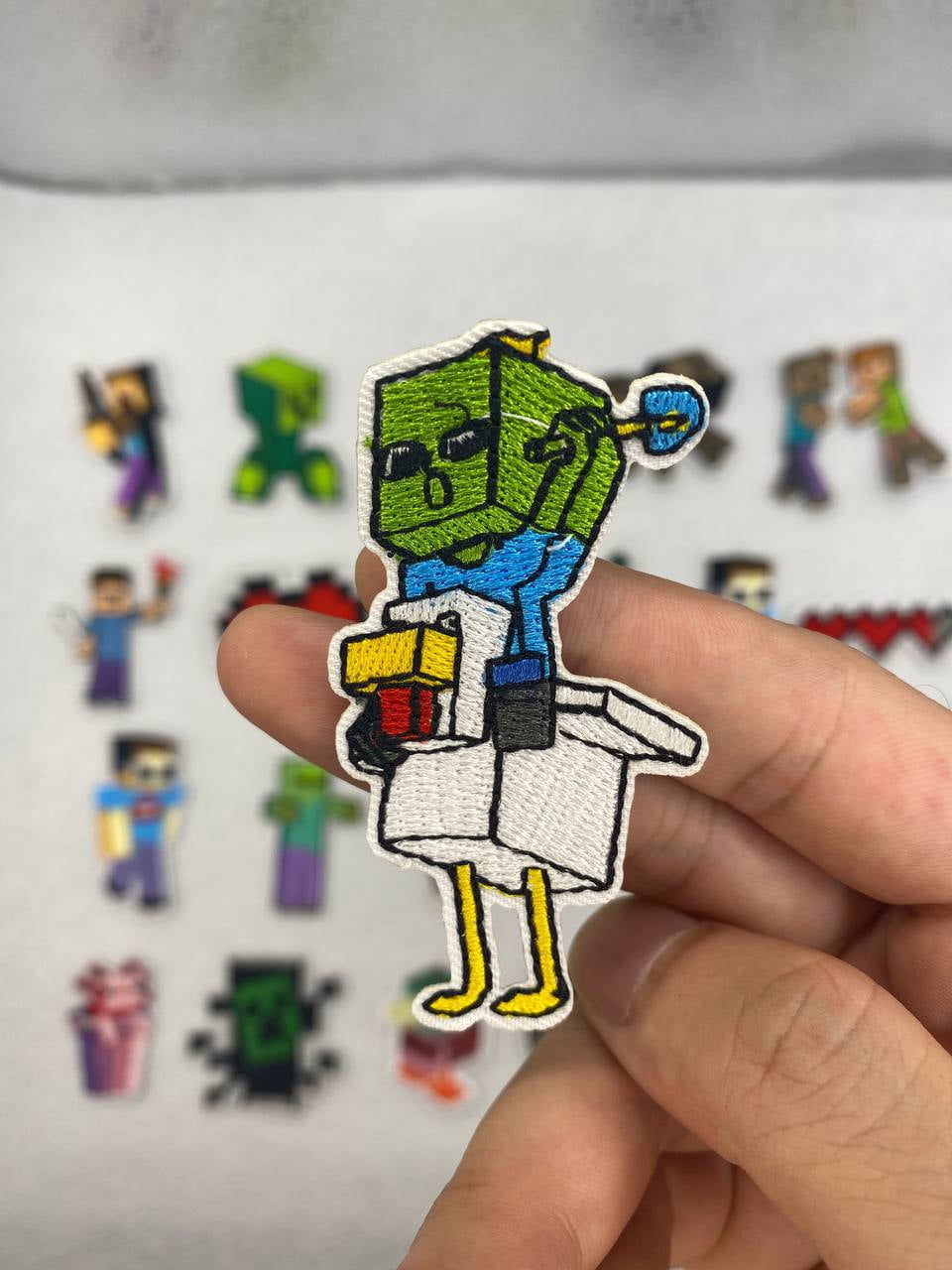 21pcs Minecraft Patch: Game Character Iron-On Applique for Clothes, Bags - Virtual Embroidery
