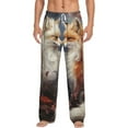 thumbnail image 2 of Picia Romantic Flower Fox Couple Mens Soft Woven Cotton Elastic Waistband Sleep Pajama Pant Lounge Sleep Pant With Pockets And Drawstring-Large, 2 of 9