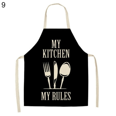 

Meizhencang Kitchen Apron Sleeveless Geometric Letter Linen Wipeable Baking Cooking Tools