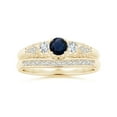 thumbnail image 4 of ANGARA Natural Aeon Sapphire & Diamond Three Stone Engagement Ring in 14K Yellow Gold for Women (Size-4mm) | September Birthstone, Anniversary, Jewelry Gift for Women | Natural Sapphire Ring, 4 of 10