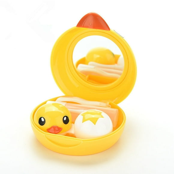 Cute Mini Eyewear Accessories Cartoon Duck Design Contact Lens Box Case Holder Container Case Simple and Cute Yellow