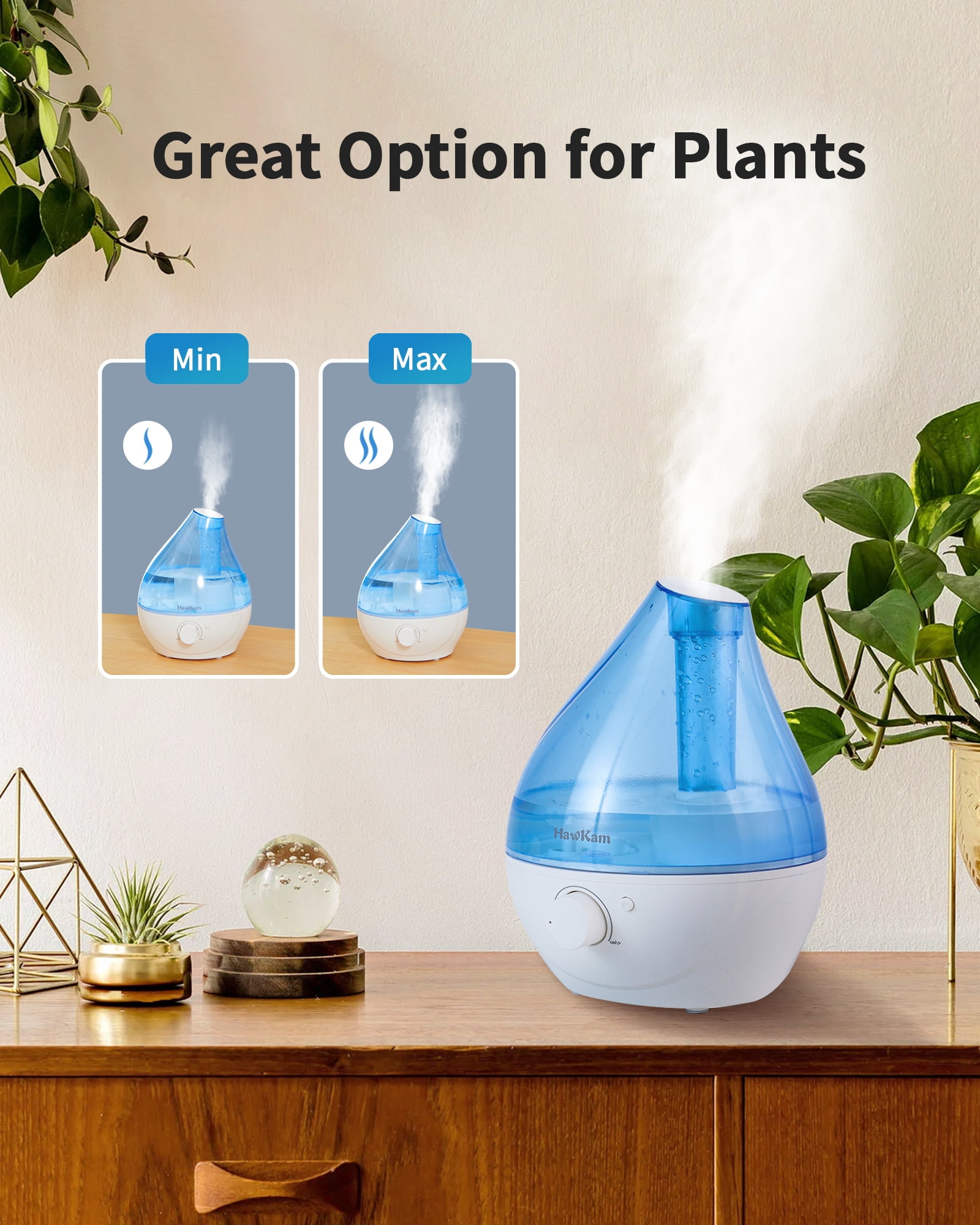 Humidifiers for Bedroom Baby (1.8L Water Tank), Cool Mist Humidifiers with Easy to Clean, Night Light, Auto Shut-Off, Small Humidifiers for Home, Large Room, Nursery, Office, Plants