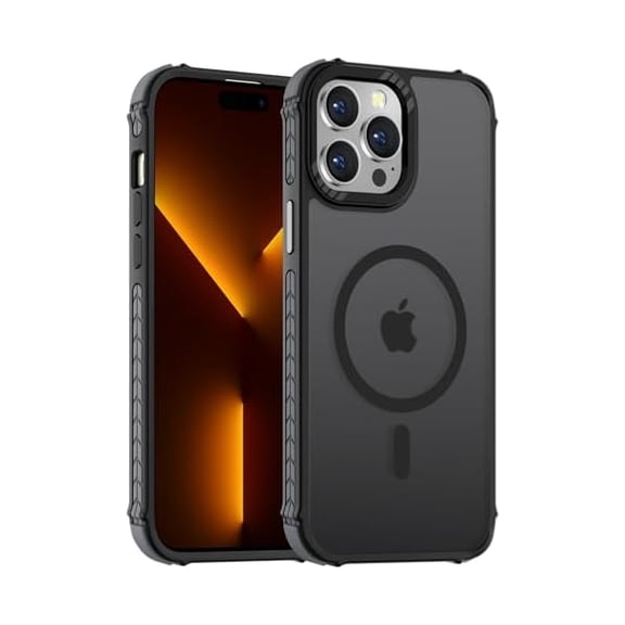 Strong Magnetic Case for iPhone 15 Pro Max 6.7-Inch,[Compatible with Magsafe][Military Grade Drop Protection] Translucent Matte Shockproof Protective Phone Cover-Frosted Black