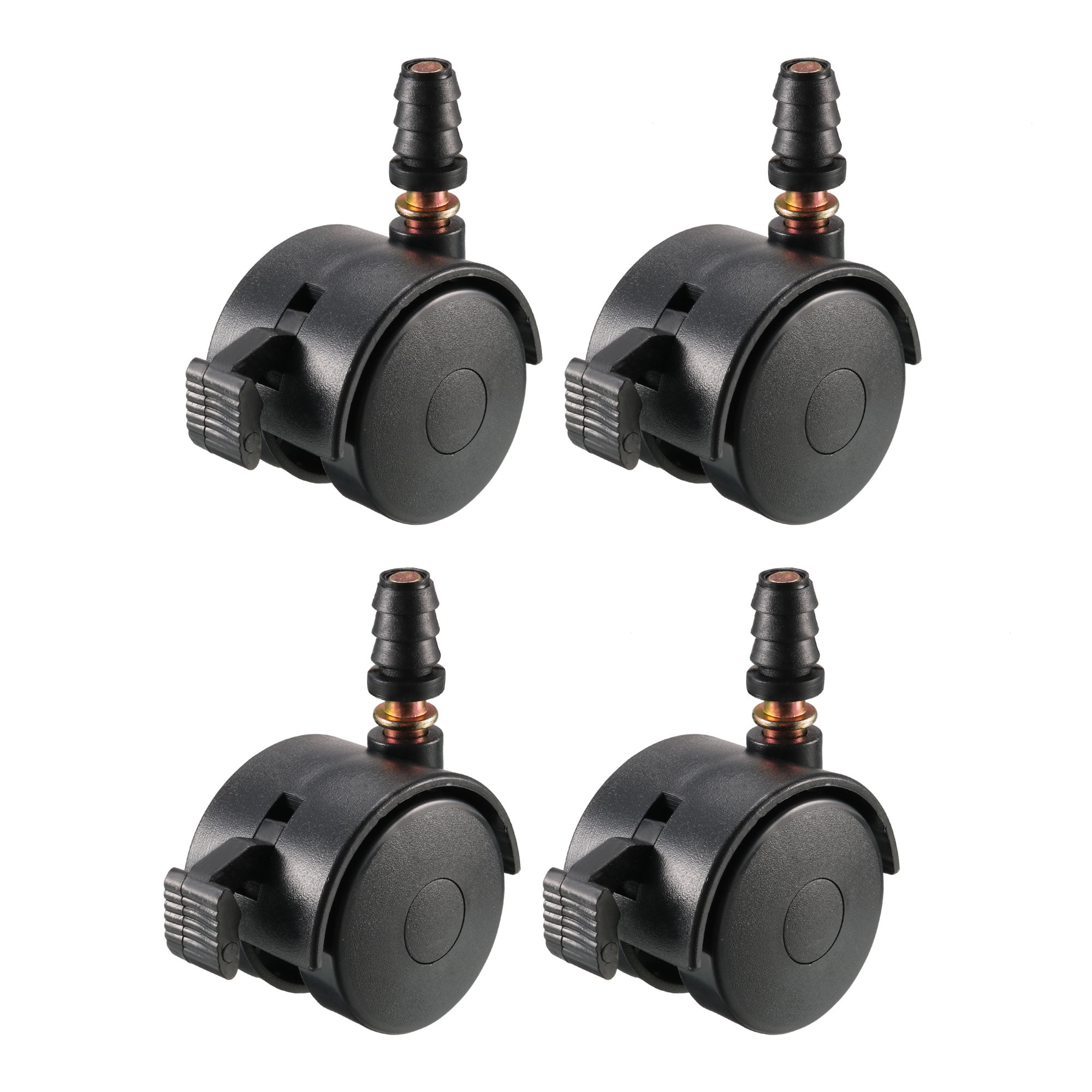 Uxcell 1.5 Inch Swivel Caster Wheels Grip Neck Stem Caster Black Furniture Wheel with Brake