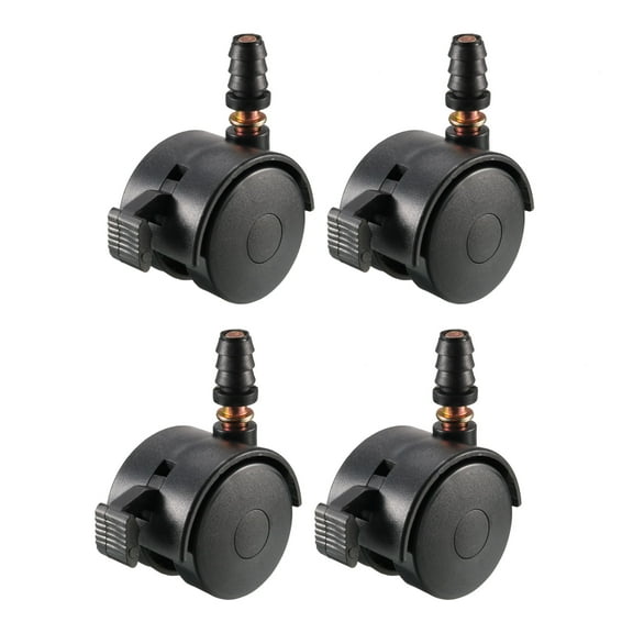 Uxcell 1.5 Inch Swivel Caster Wheels Grip Neck Stem Caster Black Furniture Wheel with Brake 4pcs