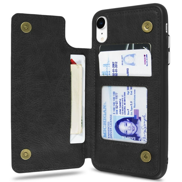 CoverON Apple iPhone XR (6.1") Wallet Case, Daytripper Series Slim Fit Vegan Leather Credit Card