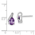 thumbnail image 2 of 925 Sterling Silver Polished Rhodium Plated Diamond and Amethyst Post Earrings 11x7mm Wide Stud Earring for Women, 2 of 2