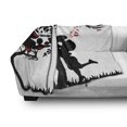 thumbnail image 3 of Kiss Soft Flannel Fleece Throw Blanket, Silhouette of Lovers near Tree Hearts Valentine's Day Concept, Cozy Plush for Indoor and Outdoor Use, 60" x 80", Charcoal Grey Vermilion, by Ambesonne, 3 of 6