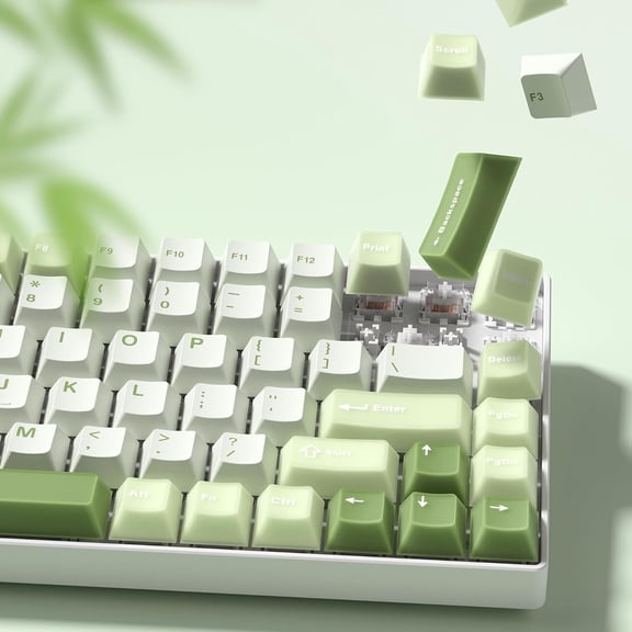 Cherry Profile Custom Jelly Keycaps 60 75 100 Percent, Translucent Jade Key caps Custom 127 Keys for Gateron MX Mechanical Gaming Keyboards