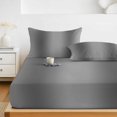 thumbnail image 6 of King Size Fitted Sheet Set - Grey Ombre 3 Piece Bedding Sets 16" Deep Pocket Fitted Sheet with 2 Pillowcases, Farmhouse Gray Gradient Modern Art Brushed Microfiber Hotel Luxury Bed Sheets, 6 of 9