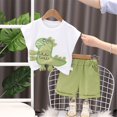 thumbnail image 2 of Coerni Toddler Baby Boy Clothes Dinosaur Short Sleeve Tees Blouses Boys Shorts with Pocket Cute Summer Outfit 2Pcs Set Hawaii Holiday Set, 2 of 9