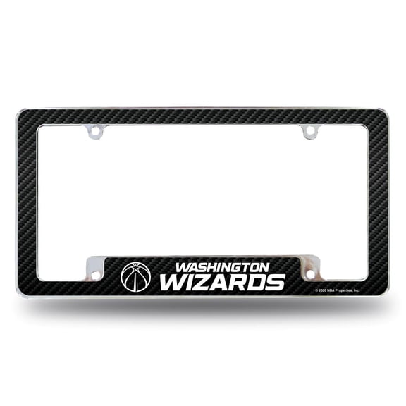 Washington Basketball Wizards Chrome Metal License Plate Frame - Carbon Fiber Look