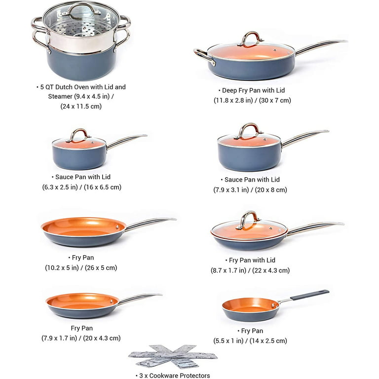Mueller Sapphire UltraClad Kitchen Pots and Pans Set Nonstick Induction  Cookware Sets -24pc Induction Pots and Pans for Cooking Kitchen Cookware  Sets Frying Pans Nonstick Pots and Pans Se 