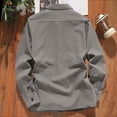 thumbnail image 4 of Mens Jacket Cameland Men's Spring Solid Color Long Sleeve Shirt Jacket Button Closure Multi Pocket Gray S, 4 of 5