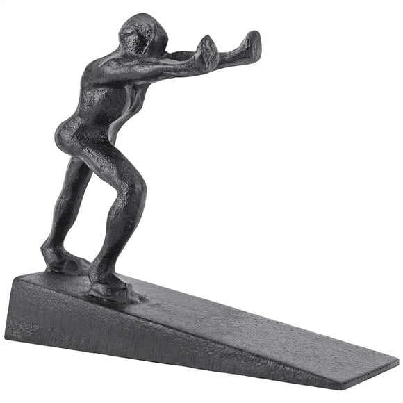 Earl Diamond Butée de Porte en Fonte Robuste Mignonne Homme Fort / Statue d'Animal Décorative en Métal avec Tapis Antidérapant pour Maison Bureau Commercial