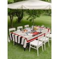 thumbnail image 3 of Outdoor Tablecloth with Umbrella Hole and Zipper, Valentine's Day Rectangle Table Cloth 60x120 Inch Waterproof Tablecloth, Love Gnomes Rustic Black Stripes Beige Picnic Table Cover for Patio Camping, 3 of 7