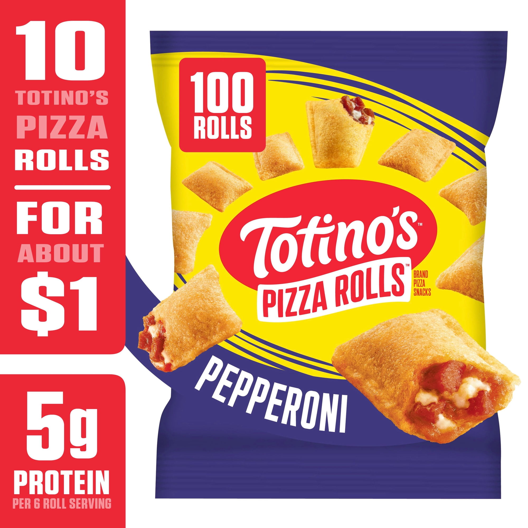 Totino's Pizza Rolls, Pepperoni Pizza Flavored, Frozen Appetizers, 100 Rolls, 48.8 oz