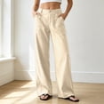 thumbnail image 2 of RUTAYY Women's Pants Loose Fit Solid Color Straight Leg Long Bottoms Casual Daily Wear with Pockets Comfortable Trendy Beach Trousers, 2 of 6