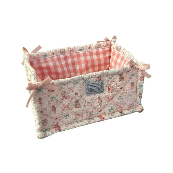 SLYNSHome Desktop Storage Basket Fabric Storage Bins Pink Storage Cubes Closet Organizer for Table Top Decorations Snack Container