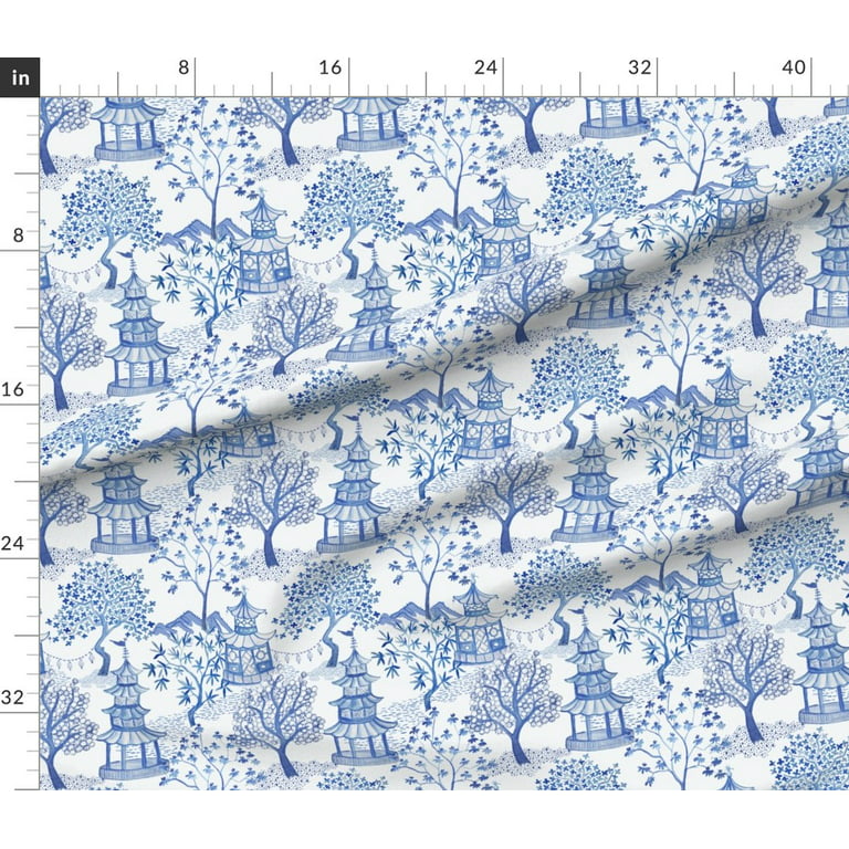 Spoonflower Fabric - Blue White Chinoiserie Nature Traditional Floral  Indigo Printed on Upholstery Velvet Fabric Fat Quarter - Upholstery Home  Decor