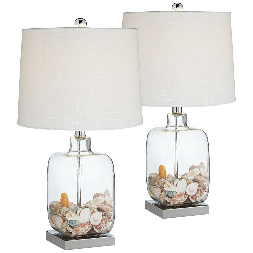 360 Lighting Coastal Accent Table Lamps Set of 2 Clear Glass Fillable